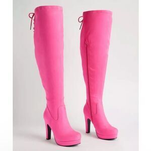 Torrid Over the Knee Platform Boots - Hot Pink - Size 12 Wide Width